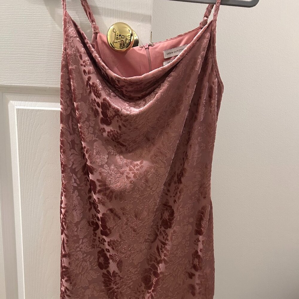 Urban Outfitters pink velvet mini dress